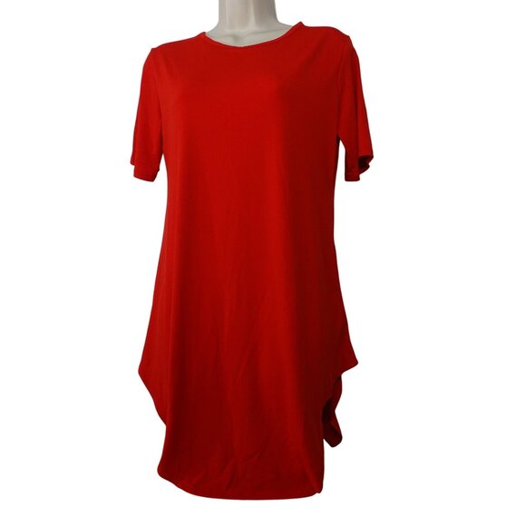 L&B Lucky and Blessed Red Tunic Top Women Size S Short Sleeve Crew Neck NEW - Picture 1 of 10